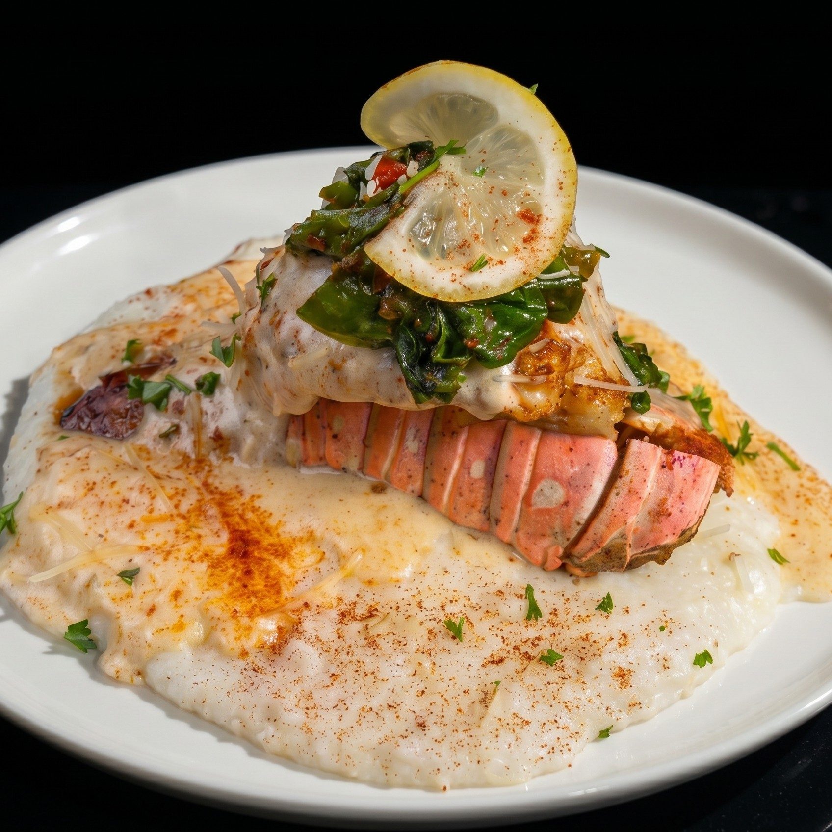 Grilled Lobster Tail & Grits.